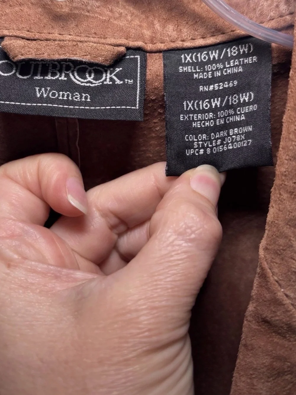 Vintage Outbrook Woman 100% Leather Suede Brown Boho Jacket Sz 1X (16W/18W)